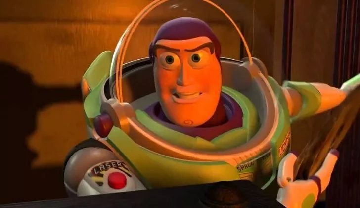 Buzz Lightyear showing his teeth