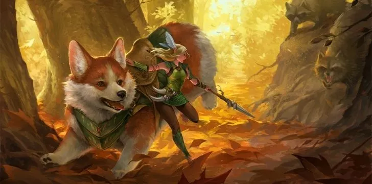 Artist impression of a fairy riding a Corgi