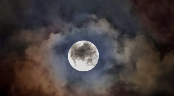 A full moon in the night sky