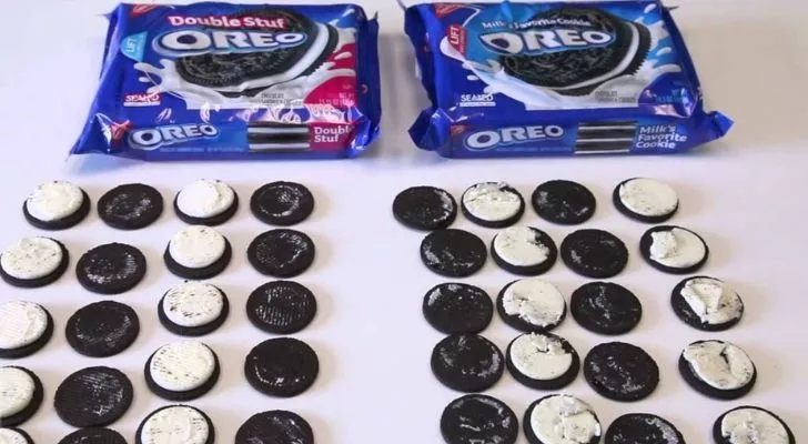 Normal Oreos and Double Stuffed side by side
