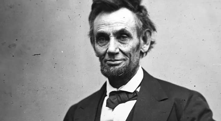 A black and white photo of Abraham Lincoln