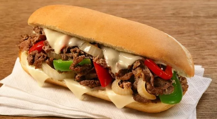 A delicious looking Philly cheesesteak