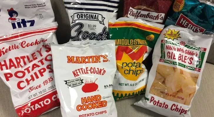 Different brands of potato chips in Pennsylvania