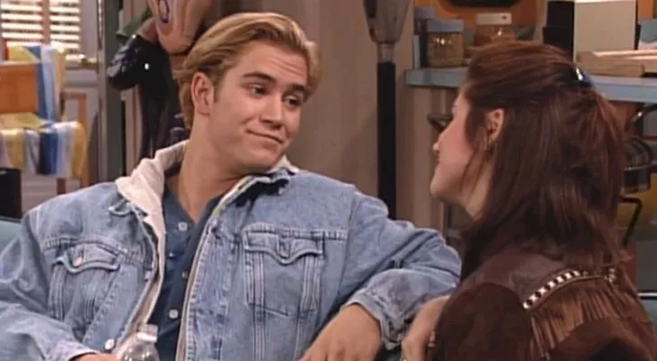 Zack Morris wearing a denim jacket