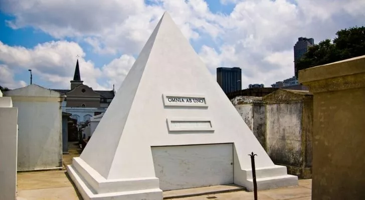 Nicolas Cage's pyramid tomb stone in New Orleans