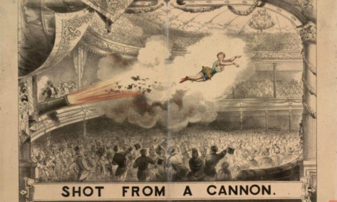 OTD in 1877: A 14-year-old girl performed the world's first human cannonball in London