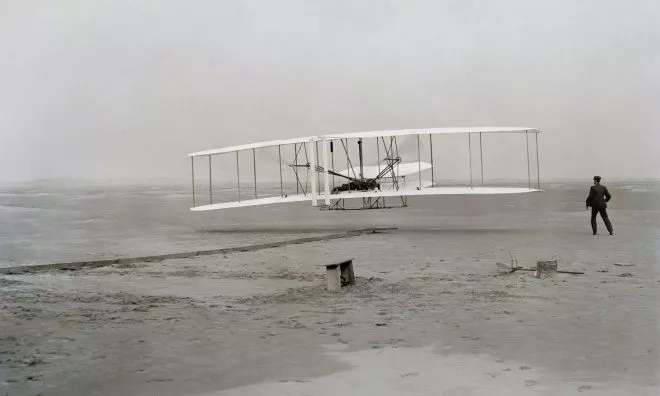 OTD in 1903: The first sustained motorized aircraft flight took place.