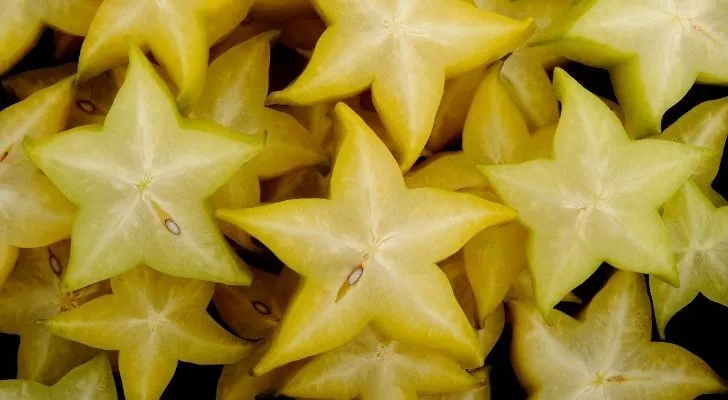 Sliced star fruit showing their distinctive star shape