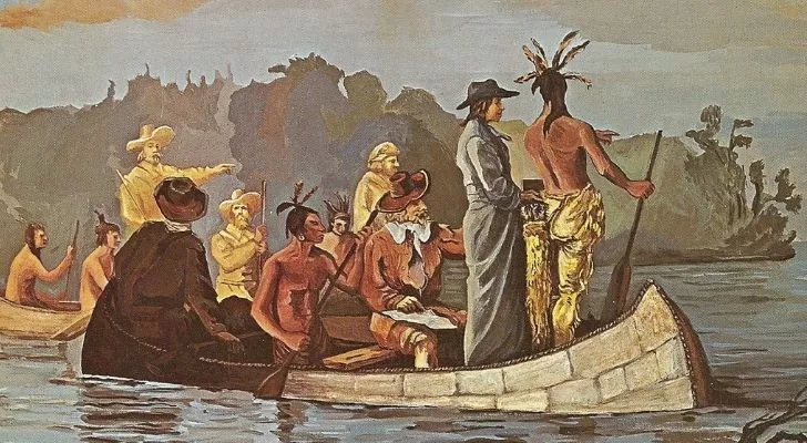 Jacques Marquette on a boat