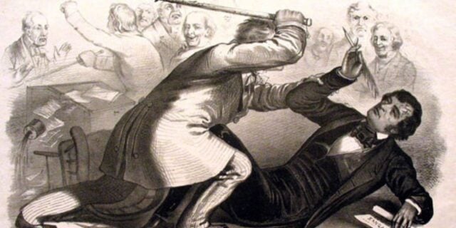 OTD in 1856: Senator Brooks from South Carolina used a cane to hit a Massachusetts Senator