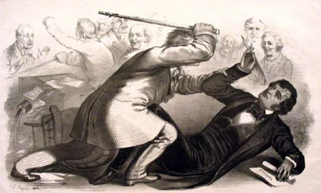 OTD in 1856: Senator Brooks from South Carolina used a cane to hit a Massachusetts Senator
