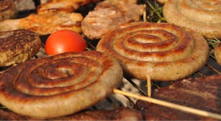Salchichas de Cumberland enrolladas
