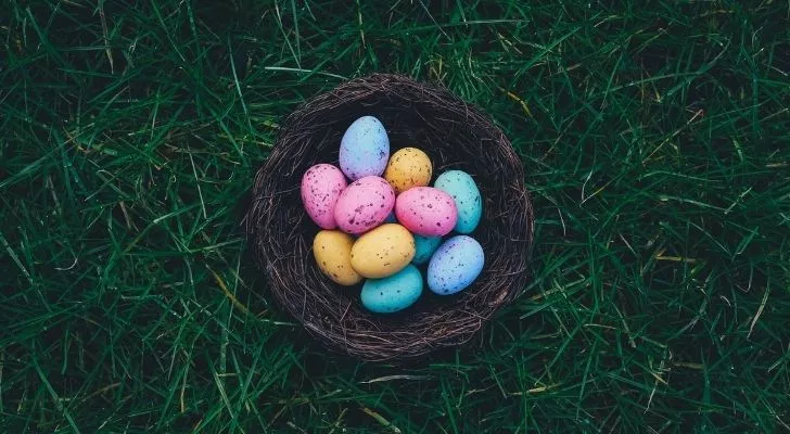 Easter eggs in a basket