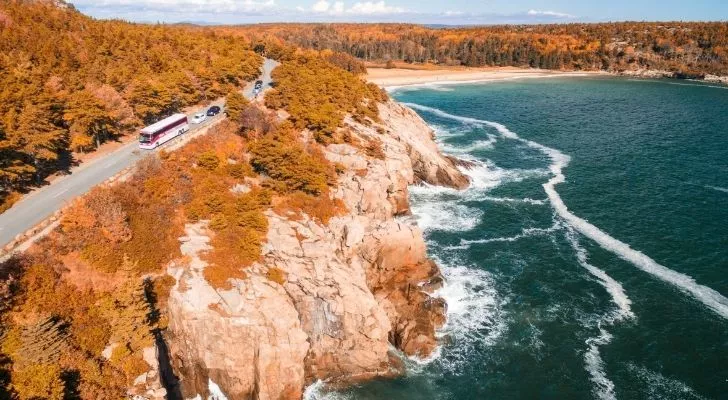 Beautiful stretching coastline in Maine