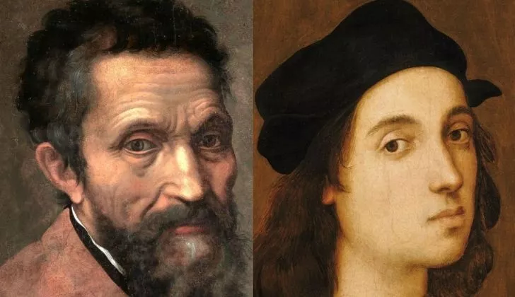 Michelangelo'nun ve Raphael'in bir resmi
