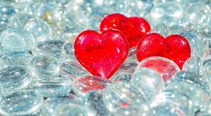 Crystal red hearts