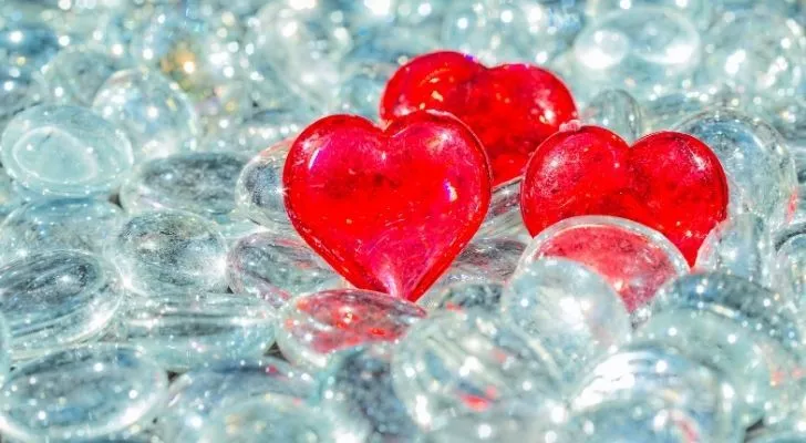 Crystal red hearts