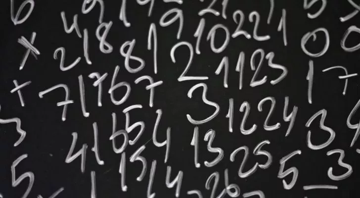 Lots of numbers on a chalk board