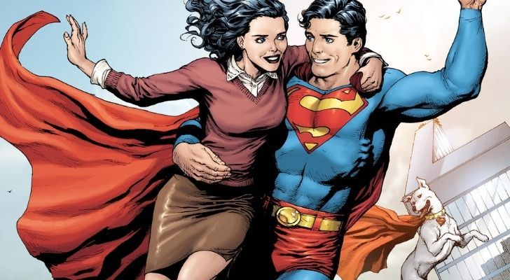 Superman sostiene a su amante Lois Lane