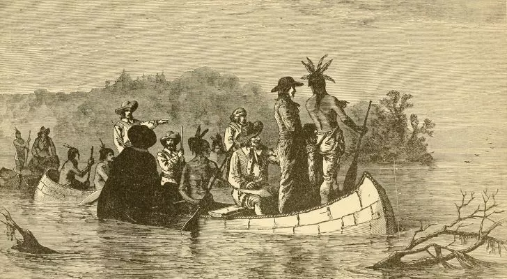 Jacques Marquette on a boat