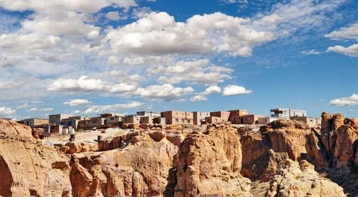 Pueblo on a cliff top in New Mexico