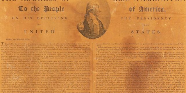 OTD in 1796: President George Washington provided a letter of address to say he would not run for president again after 20 years of service.