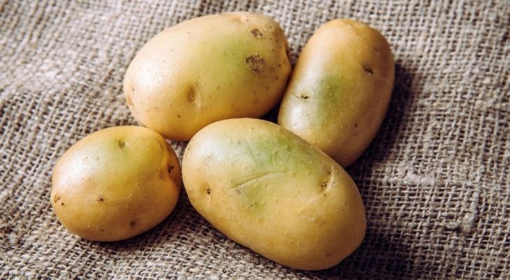 Potatoes with a little green on them