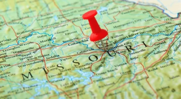 Missouri pin pointed on a map
