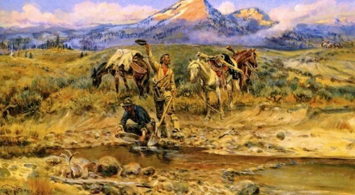 A painting of the gold rush