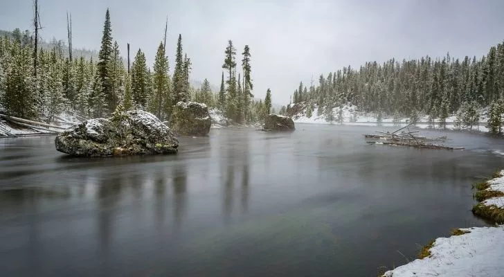 Yellowstone in Montana during winter