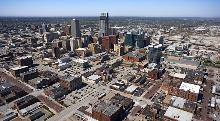 Birds-eye view of the city of Omaha