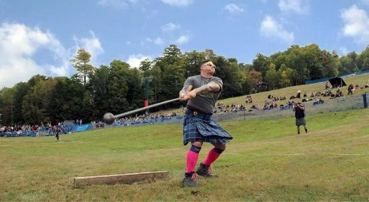 People playing at the annual Highland Games