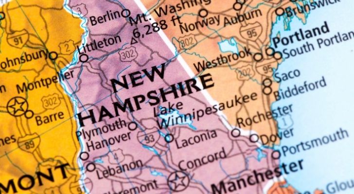 A map showing New Hampshire