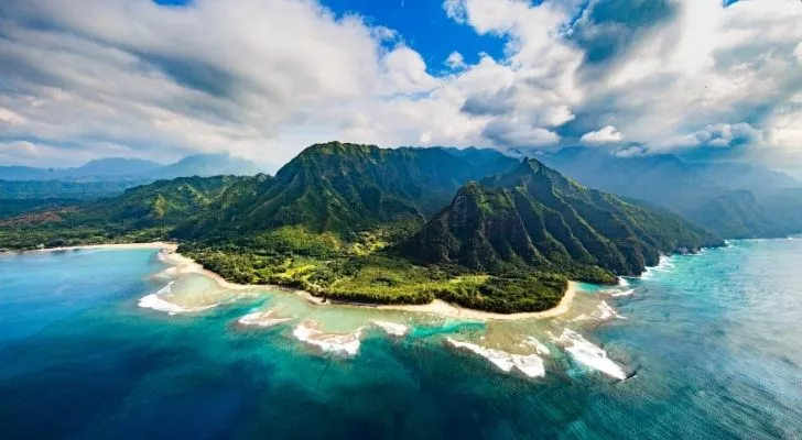 Kauai island and a pristine beach