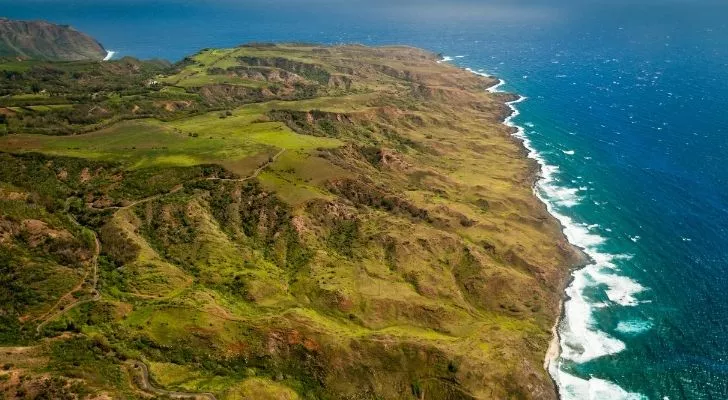 An aerial view of the island of Molokai