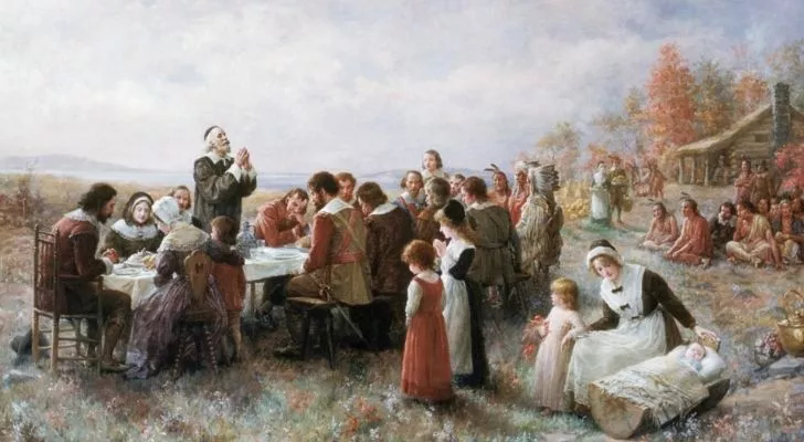 A drawing of Thanksgiving that started in the state of Massachusetts
