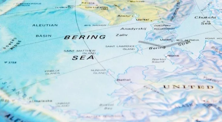 The Bering Strait connecting Russia with Alaska