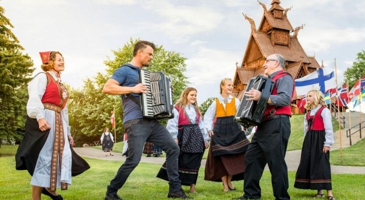 People celebrating North Dakota's Scandinavian Festival