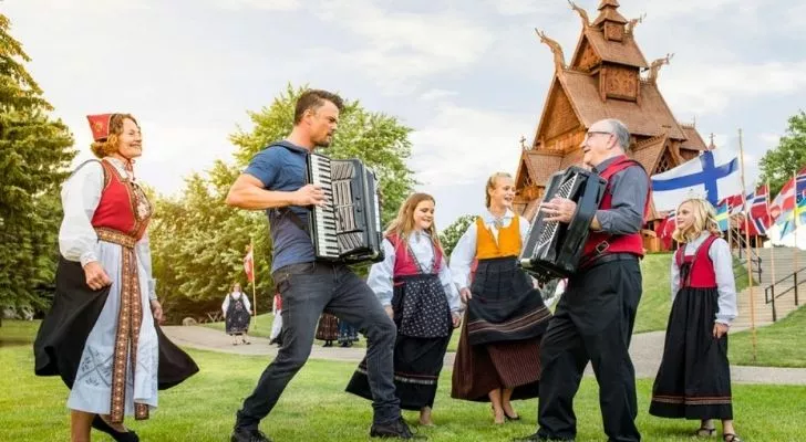 People celebrating North Dakota's Scandinavian Festival