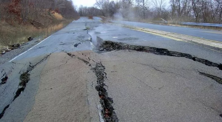 Burning road in Ohio from a fire that's been going on for over a hundred years