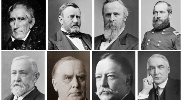 Faces of the eight presidents that came from Ohio