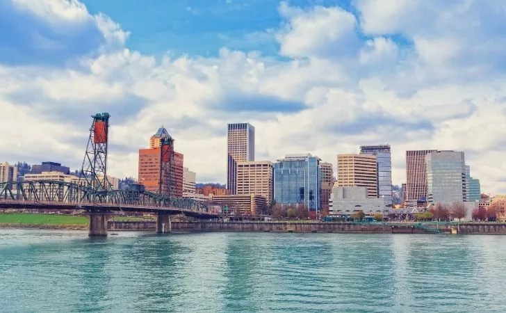 The skyline of Portland city