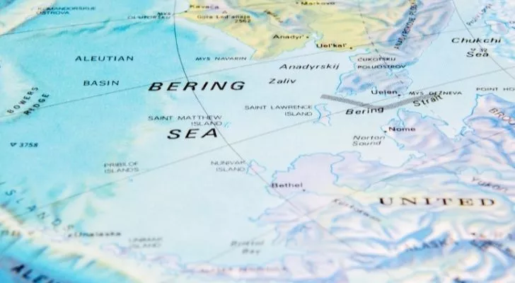 The Bering Strait on a map