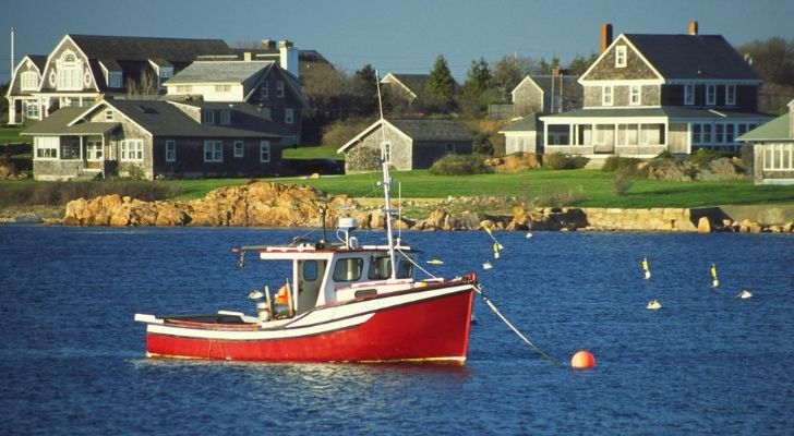 A boat sailing by Rhode Island