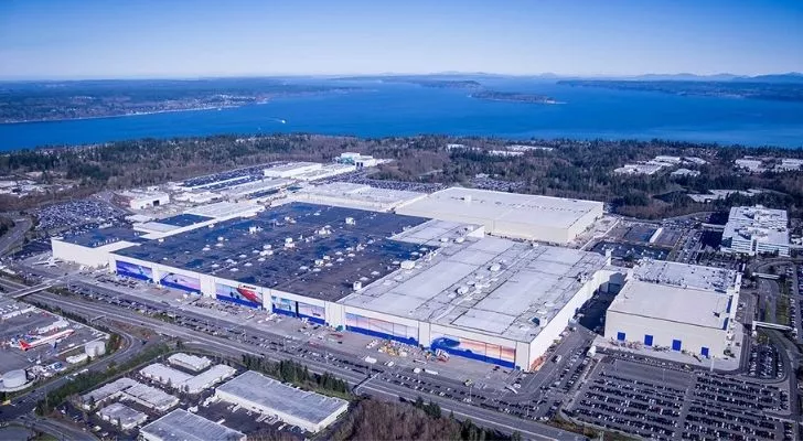 A view of the massive Boeing factory in Washington