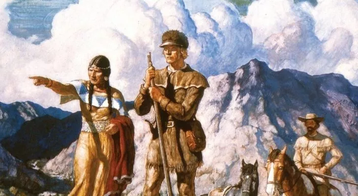 A painting of Lewis and Clark on their famous expedition