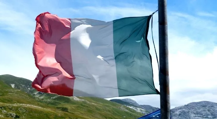 The Italian flag in the countryside