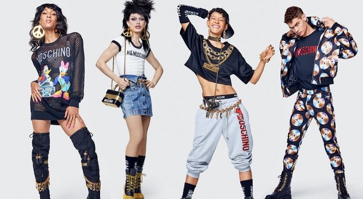 Cuatro conjuntos diferentes de Moschino X H&M
