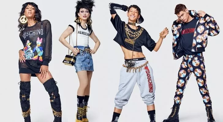Four different Moschino X H&M outfits