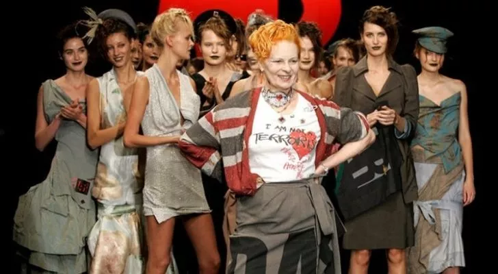 Vivienne Westwood and models wearing her 80s fashion